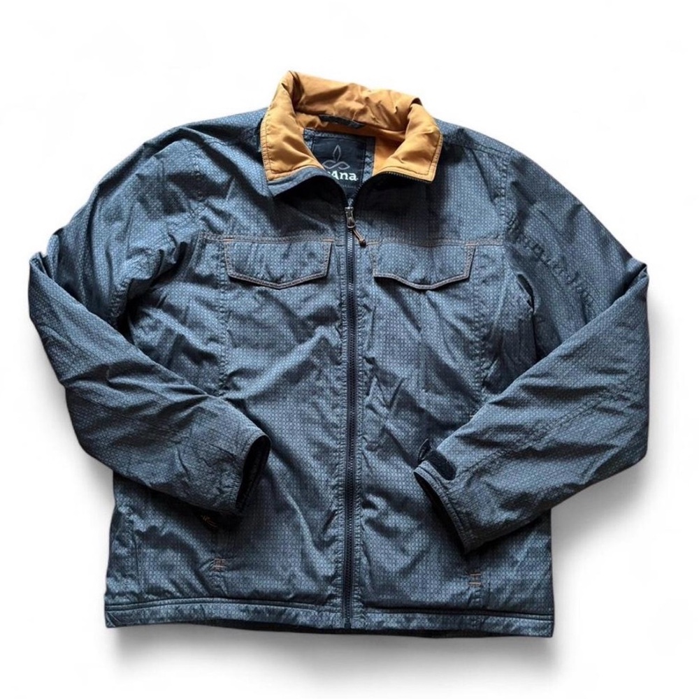Prana Men's Blue Jacket with Tan Collar